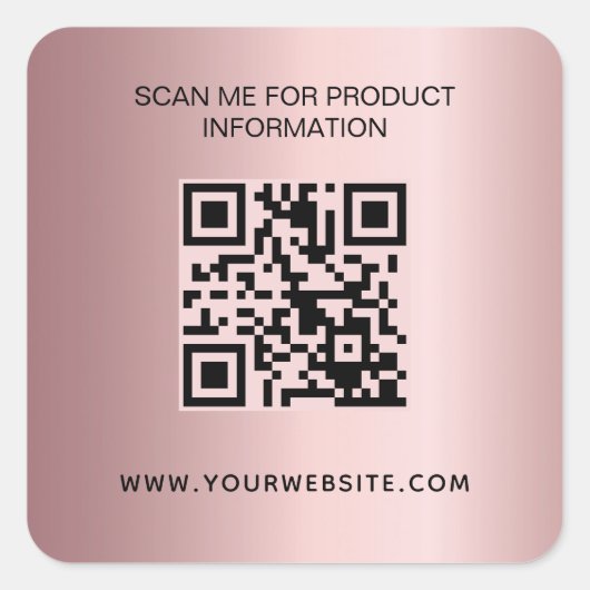 Roze business informatie qr-code vierkante sticker (Voorkant)