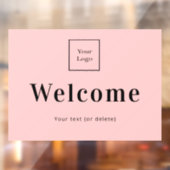 Roze businesslogo welkom raamsticker (Vel 2)
