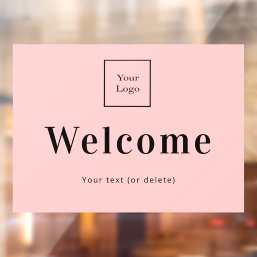 Roze businesslogo welkom raamsticker (Vel 2)