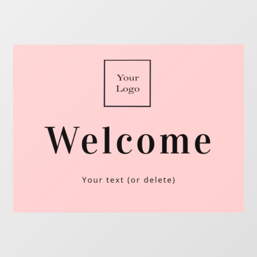 Roze businesslogo welkom raamsticker (Vel)