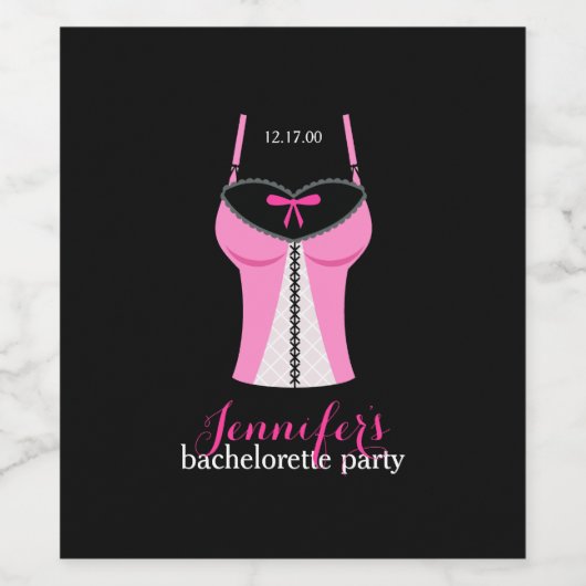 Roze bustier Girls Night Out Bachelorette Party Wijn Etiket (Enkel label)