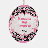 Roze Buttefly Zebra Gepersonaliseerde naam Ornamen Keramisch Ornament (Rechts)