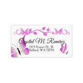 Roze Butterflies Adresetiketten Etiket (Voorkant)
