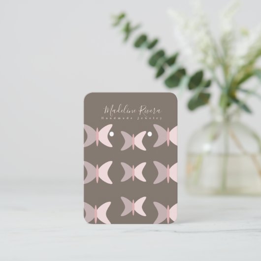 Roze Butterflies Artisan Earring Display Kaarten Contactkaartje (Staand voorkant)