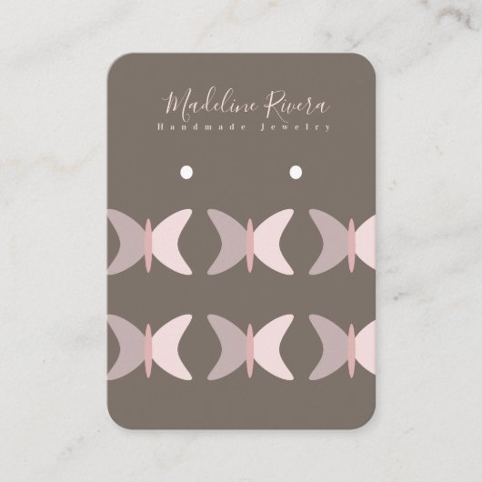 Roze Butterflies Artisan Earring Display Kaarten Contactkaartje (Voorkant)