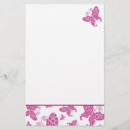 Roze Butterflies Briefpapier