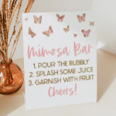Roze Butterflies Brunch Mimosa Bar Reclamebord Met Voetstuk