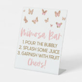 Roze Butterflies Brunch Mimosa Bar Reclamebord Met Voetstuk (Voorkant)