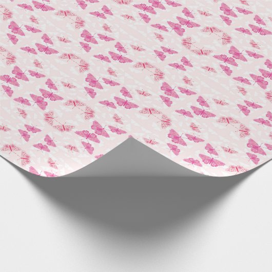 Roze Butterflies Cadeaupapier (Hoek)