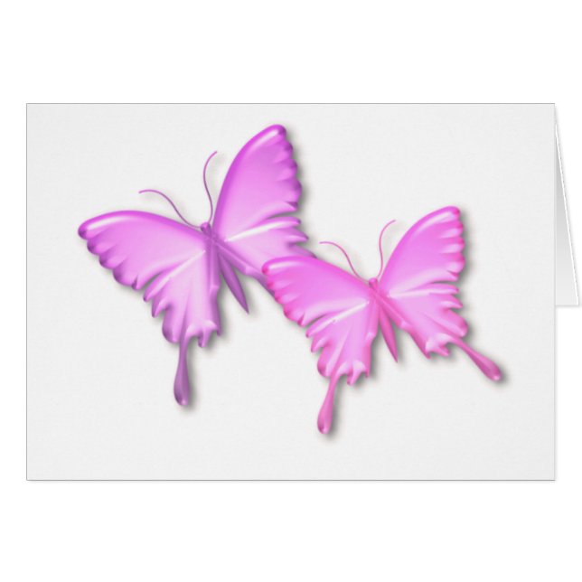 Roze Butterflies Design Card (Voorkant Horizontaal)