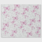 Roze Butterflies en bubels Cadeaupapier (Vlak)