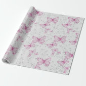 Roze Butterflies en bubels Cadeaupapier (Uitgerold)