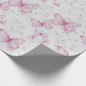 Roze Butterflies en bubels Cadeaupapier (Hoek)