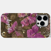 Roze Butterflies en Flowers Gepersonaliseerde naam Case-Mate iPhone Case (Achterkant (horizontaal))