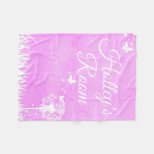Roze Butterflies en Gepersonaliseerde harten Fleece Deken (Voorkant (Horizontaal))
