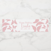 Roze Butterflies Fijne verjaardag drijven Waterfles Etiket (Enkel label)