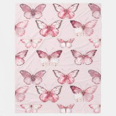 Roze Butterflies Fleece Deken (Voorkant)