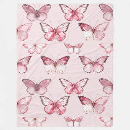 Roze Butterflies Fleece Deken