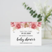 Roze Butterflies Floral Baby shower Sparen de Datu Briefkaart (Staand voorkant)
