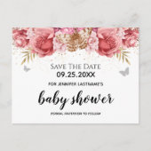 Roze Butterflies Floral Baby shower Sparen de Datu Briefkaart (Voorkant)