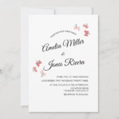 Roze Butterflies Garden Romantic Simple Wedding Kaart (Voorkant)