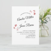 Roze Butterflies Garden Romantic Simple Wedding Kaart (Staand voorkant)
