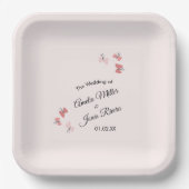 Roze Butterflies Garden Romantic Simple Wedding Papieren Bordje (Voorkant)