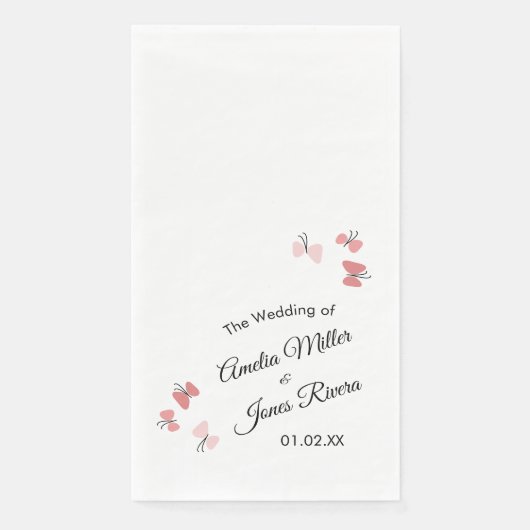 Roze Butterflies Garden Romantic Simple Wedding Servet (Voorkant)