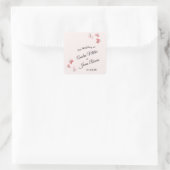 Roze Butterflies Garden Romantic Simple Wedding Vierkante Sticker (Tas)