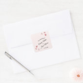 Roze Butterflies Garden Romantic Simple Wedding Vierkante Sticker (Envelop)