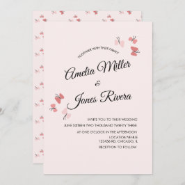 Roze Butterflies Garden Romantic Wedding Kaart