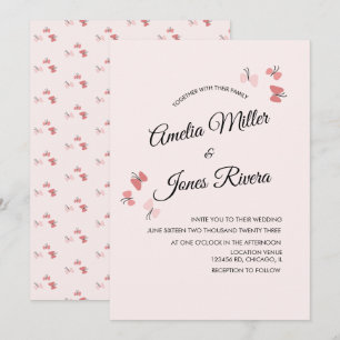 Roze Butterflies Garden Romantic Wedding Kaart