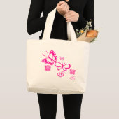 Roze Butterflies Grote Tote Bag (Voorkant (product))