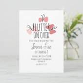 Roze Butterflies Hand Drawn Birthday Invitation Kaart (Staand voorkant)