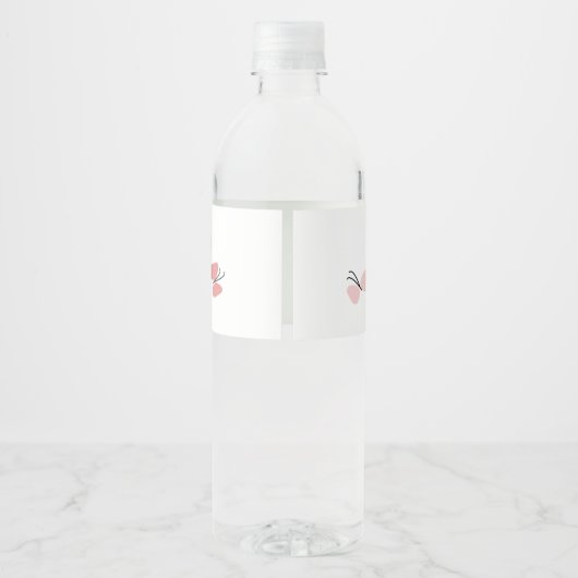 Roze Butterflies Happy Birthday Water Flacon Etike Waterfles Etiket (Achterkant)