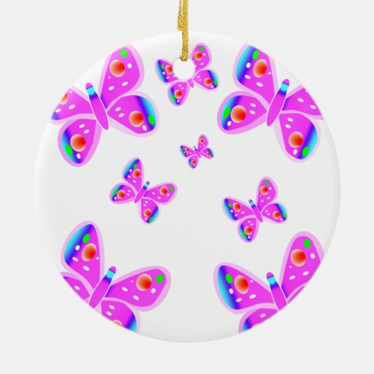 Roze Butterflies kerstversiering Keramisch Ornament (Achterkant)