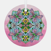 Roze Butterflies Mandala Kerstmis Glas Ornament (Achterkant)