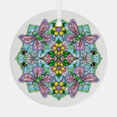 Roze Butterflies Mandala Kerstmis Glas Ornament (Achterkant)