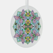 Roze Butterflies Mandala Kerstmis Glas Ornament (Voorkant Rechts)