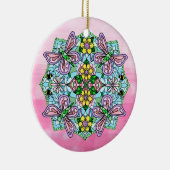 Roze Butterflies Mandala Kerstmis Keramisch Ornament (Rechts)