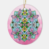 Roze Butterflies Mandala Kerstmis Keramisch Ornament (Links)