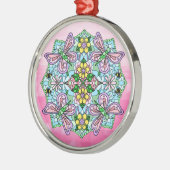 Roze Butterflies Mandala Kerstmis Metalen Ornament (Links)