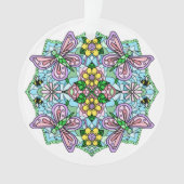 Roze Butterflies Mandala Kerstmis Ornament (voorkant)