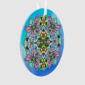 Roze Butterflies Mandala Kerstmis Ornament (voorkant)