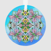 Roze Butterflies Mandala Kerstmis Ornament (achterkant)