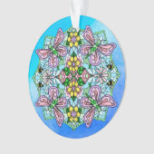 Roze Butterflies Mandala Kerstmis Ornament (voorkant)