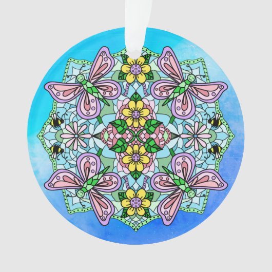 Roze Butterflies Mandala Kerstmis Ornament (voorkant)