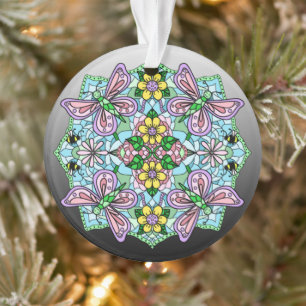 Roze Butterflies Mandala kerstversiering Ornament