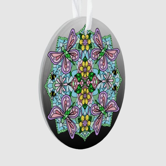 Roze Butterflies Mandala kerstversiering Ornament (voorkant)