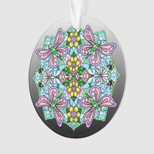 Roze Butterflies Mandala kerstversiering Ornament (voorkant)
